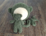 Dark Green Olive Knit Bear Set