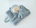 Egg Blue Knit Bear Set + Mini Blanket Layer