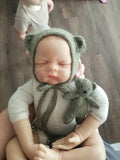 |RTS| Medium Sage Knit Bear Set + Chunky Mini Blanket