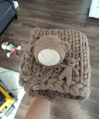 |RTS| Bark Knit Bear Set + Chunky Mini Blanket