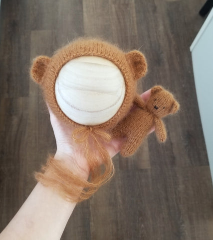 |RTS| Chestnut mohair/silk knit bear set