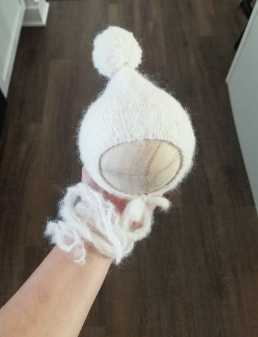 |RTS| Ivory Knit Brushed Alpaca Pompom Pixie