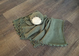 |RTS| Olive Beaded Knit Bonnet + Wrap Set (dark medium & large beads)