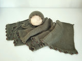 |RTS| Olive Beaded Knit Bonnet + Wrap Set (dark medium & large beads)