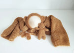 |RTS| Chestnut mohair/silk Knit Bear Bonnet + Bear Lovie + Wrap