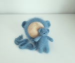 Marine Blue luxe angora knit bear set