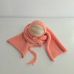 |RTS| Dark Peach Simple Knit Bonnet + Wrap Set