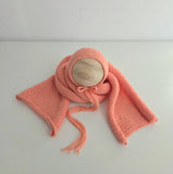 |RTS| Dark Peach Simple Knit Bonnet + Wrap Set