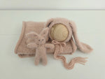 Blush Hand Knit Bunny Bonnet + Bunny Lovie + Knit Wrap Set