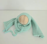 Mint Hand Knit Simple Bonnet + Knit Wrap Set