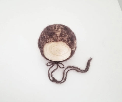 |RTS| Chocolate mohair/silk lacework bonnet