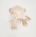 ~PreOrder~ BEIGE Luxe Angora Knit Bear Bonnet  + Bear Lovie Set