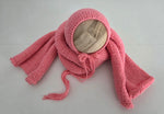 |RTS| Coral Metallic Simple Knit Bonnet + Wrap Set