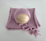 |RTS| Vintage Pink Simple Knit Bonnet + Wrap Set