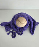 |RTS| Royal Purple Metallic Simple Knit Bonnet + Wrap Set