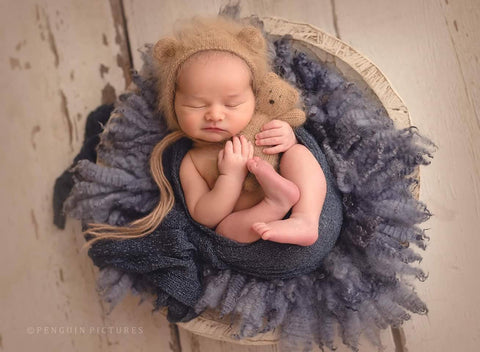 ~PreOrder~ CARAMEL Luxe Angora Knit Bear Bonnet + Bear Lovie Set