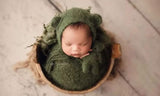 |preorder| Fuzzy Knit Bear Bonnet/Bear Lovie/Knit Wrap
