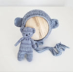 |RTS| Variegated denim Knit Bear Set