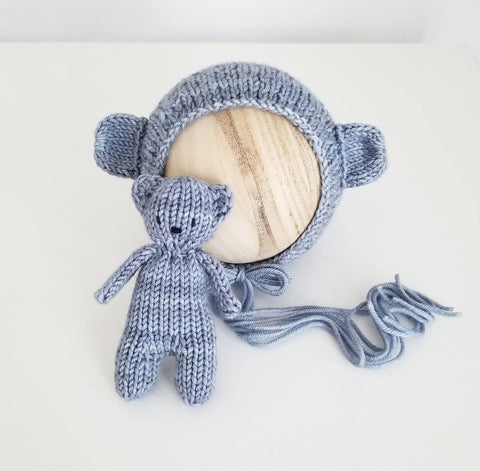 |RTS| Variegated denim Knit Bear Set