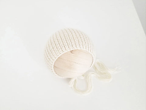 |RTS| Ivory Rib Knit Bonnet