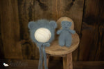 ~PreOrder~ CHARCOAL Luxe Angora Knit Bear Bonnet + Bear Lovie Set