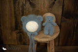 ~PreOrder~ CHARCOAL Luxe Angora Knit Bear Bonnet + Bear Lovie Set