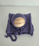 |RTS| Dusty Purple Simple Knit Bonnet + Wrap Set