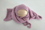 |RTS| Vintage Pink Simple Knit Bonnet + Wrap Set