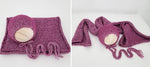 |RTS| Mixed Berry Bonnet + Wrap Knit Set