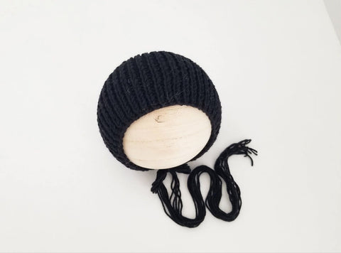 |RTS| Black Rib Knit Bonnet