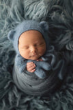 |preorder| mohair/silk Knit Bear Bonnet/Bear Lovie/Wrap