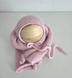 |RTS| Baby Pink Simple Knit Bonnet + Wrap Set