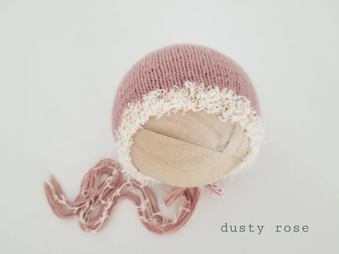 |RTS| Dusty Rose Whimsy Knit Bonnet
