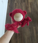 |RTS| Raspberry Red Brushed Alpaca Knit Bear Set