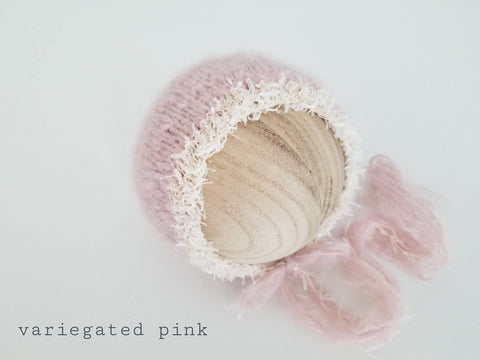 |RTS| Variegated Pink Whimsy Knit Bonnet