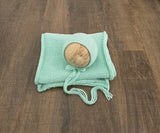 Mint Hand Knit Simple Bonnet + Knit Wrap Set