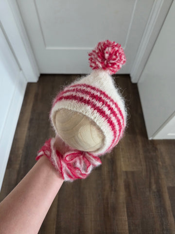 Candy Cane Knit Pompom Pixie