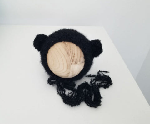 |RTS| Black Fuzzy Bear Bonnet